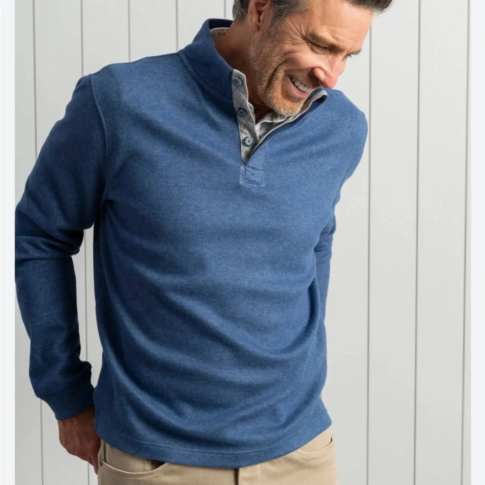 NWOT Johnnie-O Banyan Henley Ocean Blue Super Soft Pullover Size XL - Picture 1 of 11